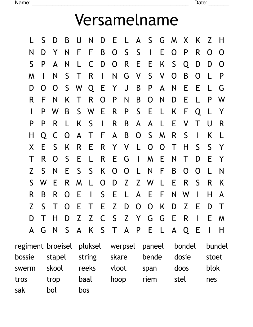 Versamelname Word Search