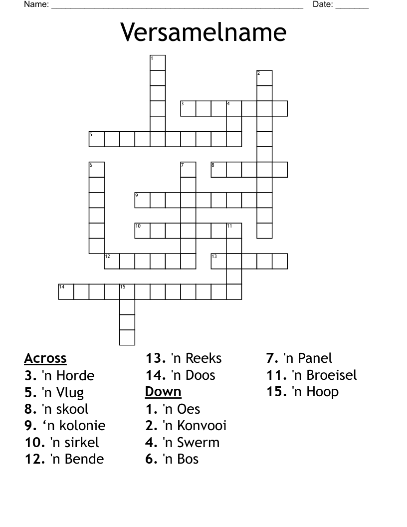 Versamelname Crossword
