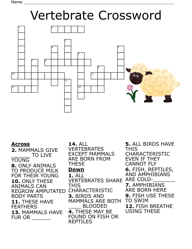 Vertebrate Crossword