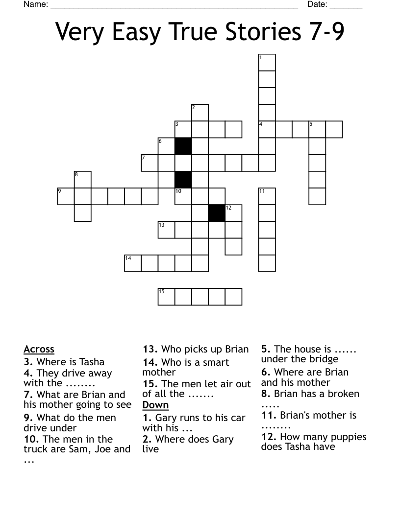 Very Easy True Stories 7-9 Crossword