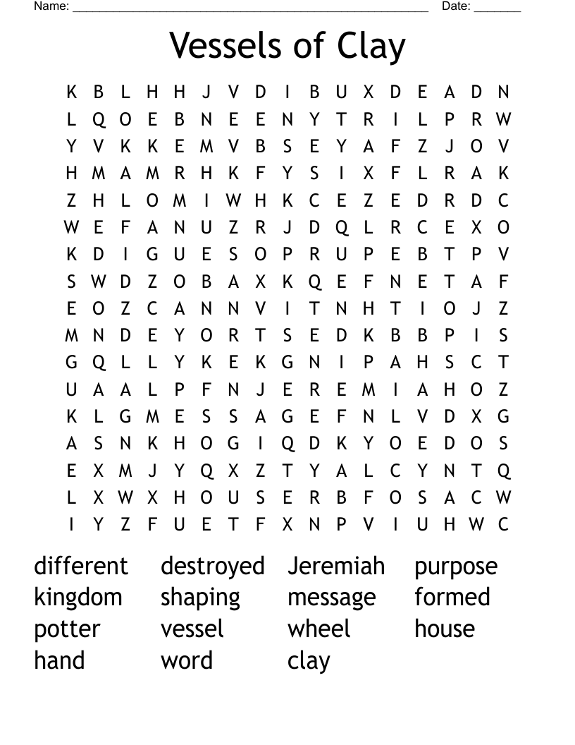 Vessels of Clay Word Search