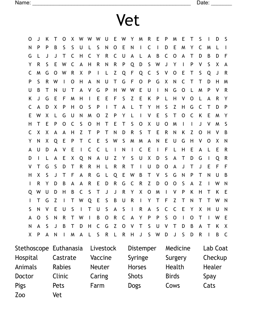 Vet Word Search