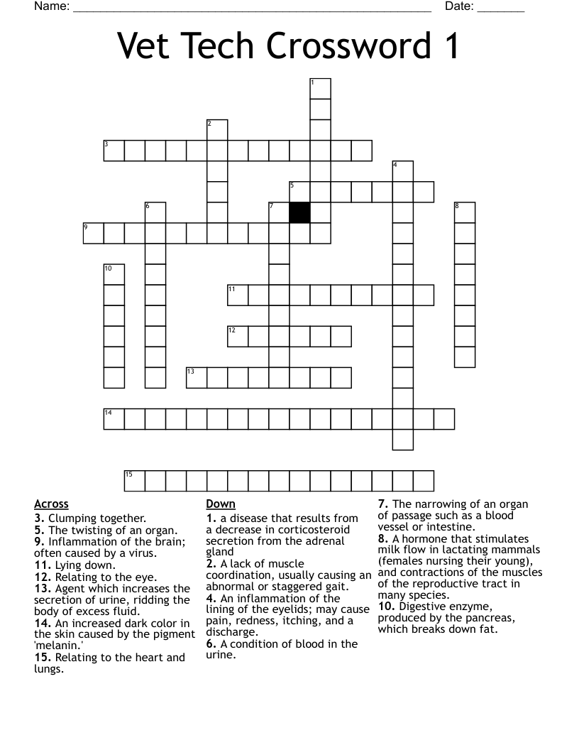Vet Tech Crossword 1