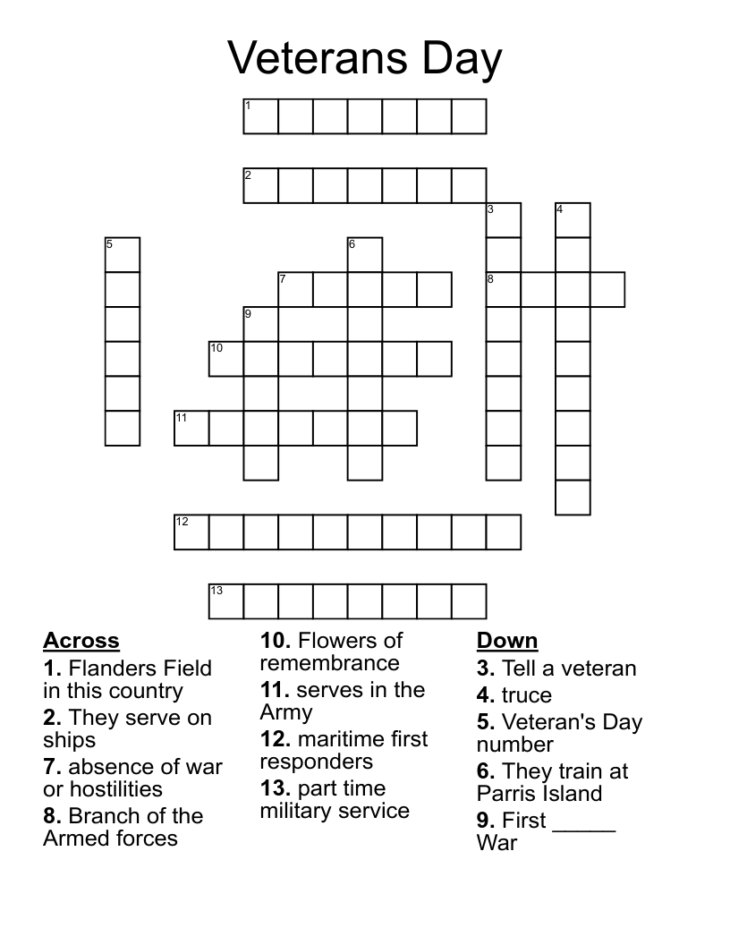 Veterans Day Crossword