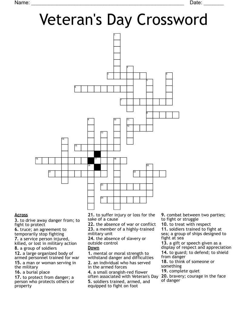 Veteran's Day Crossword