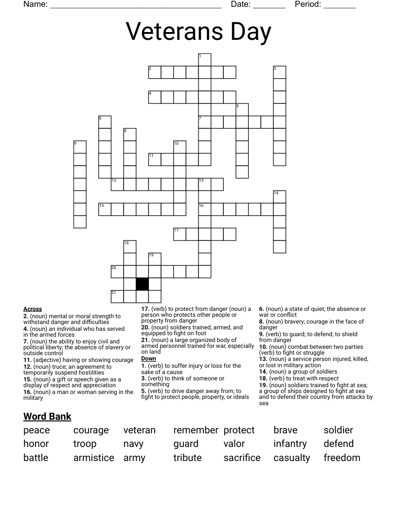 Veterans Day  Crossword