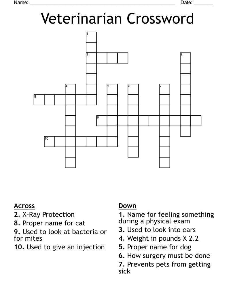 Veterinarian Crossword