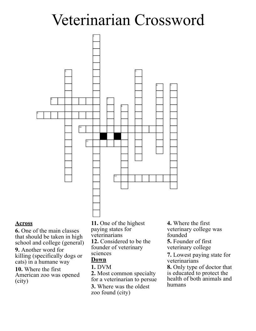 Veterinarian Crossword