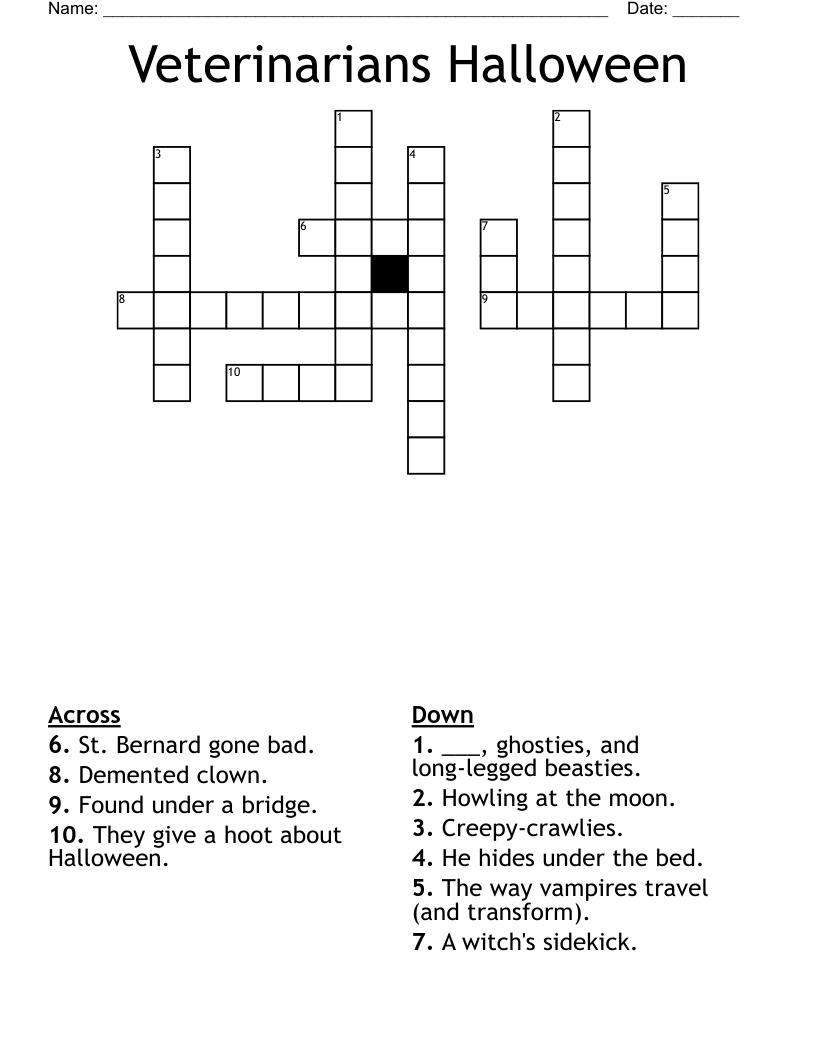 Veterinarians Halloween Crossword