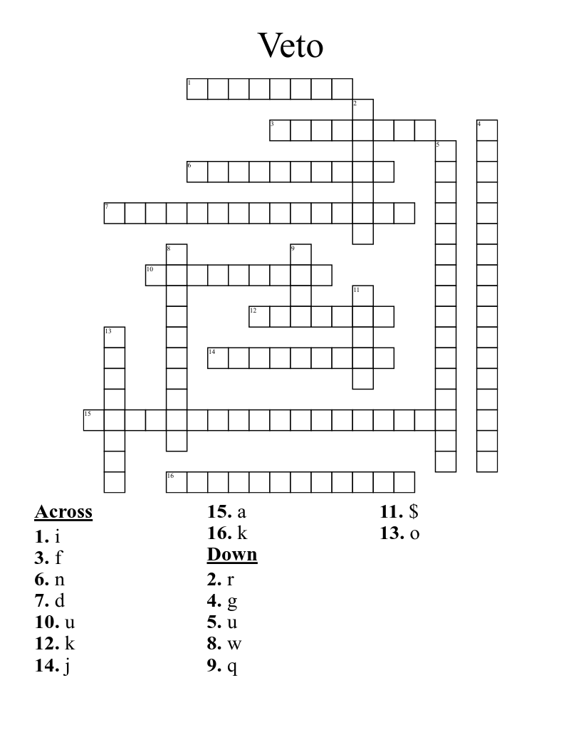 Veto Crossword