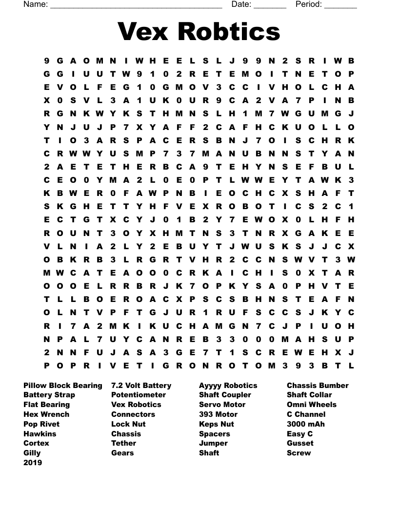Vex Robtics Word Search