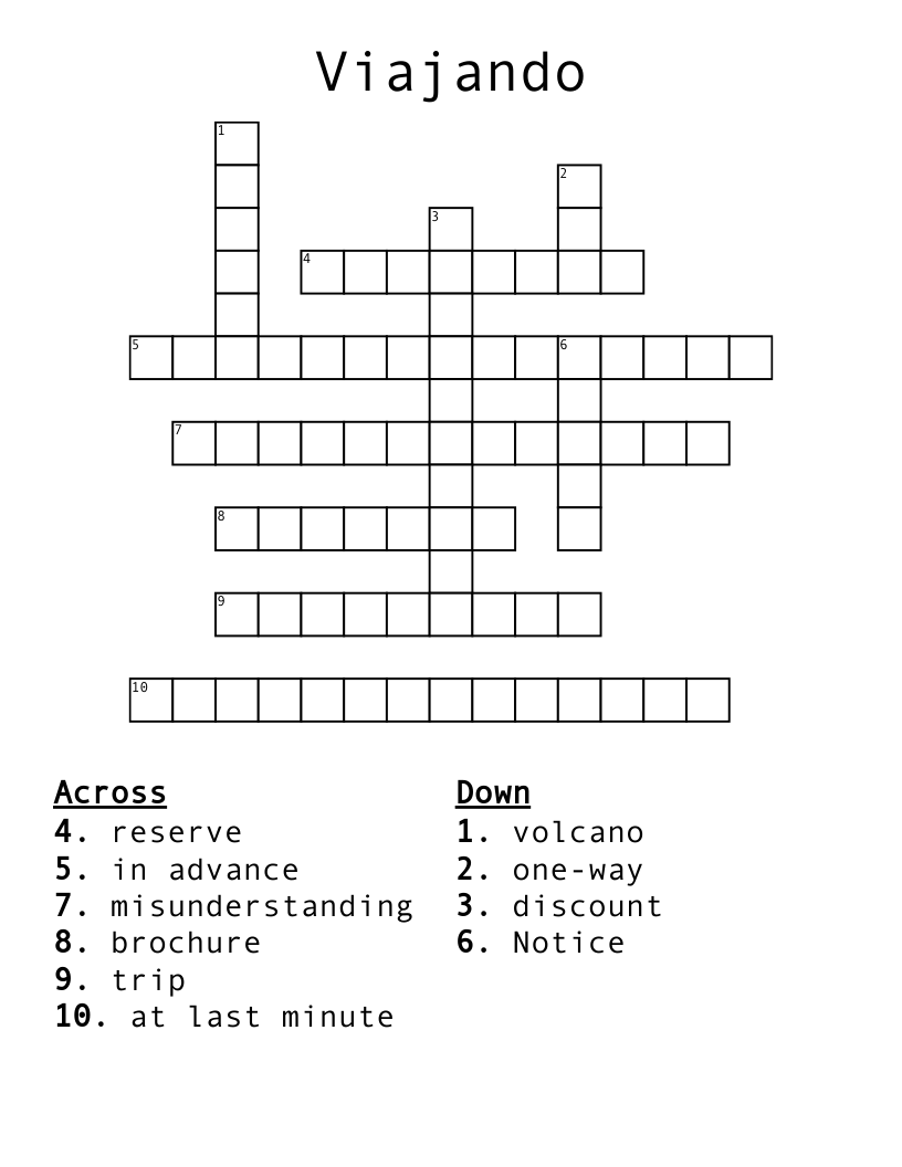 Viajando  Crossword