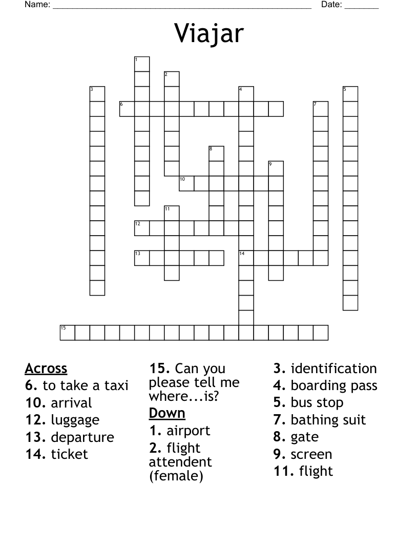 Viajar Crossword