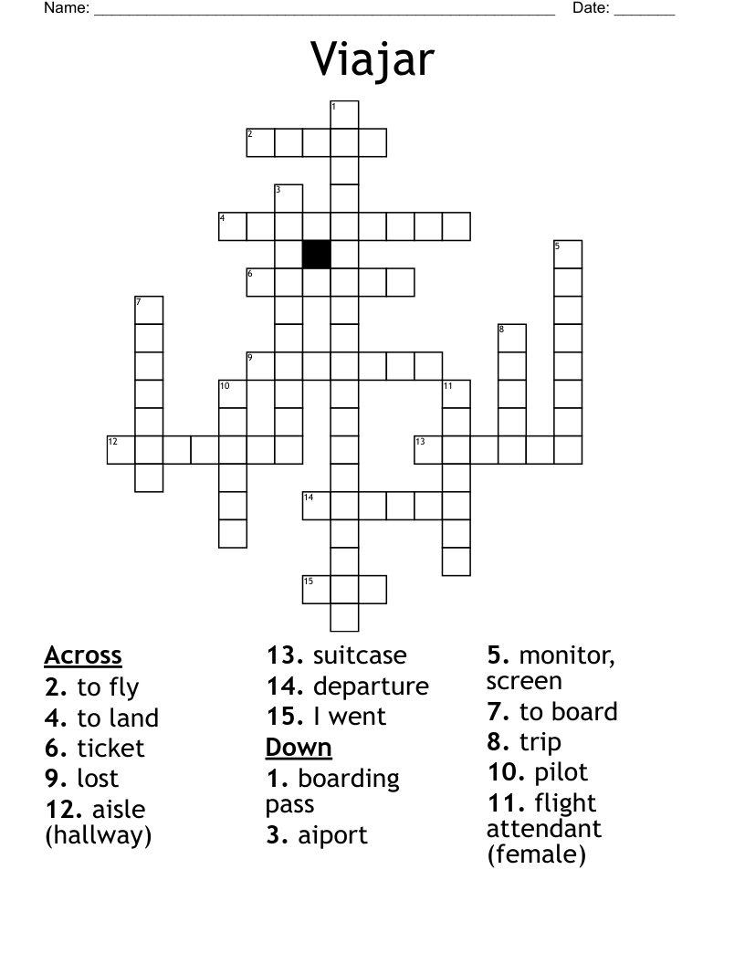 Viajar Crossword