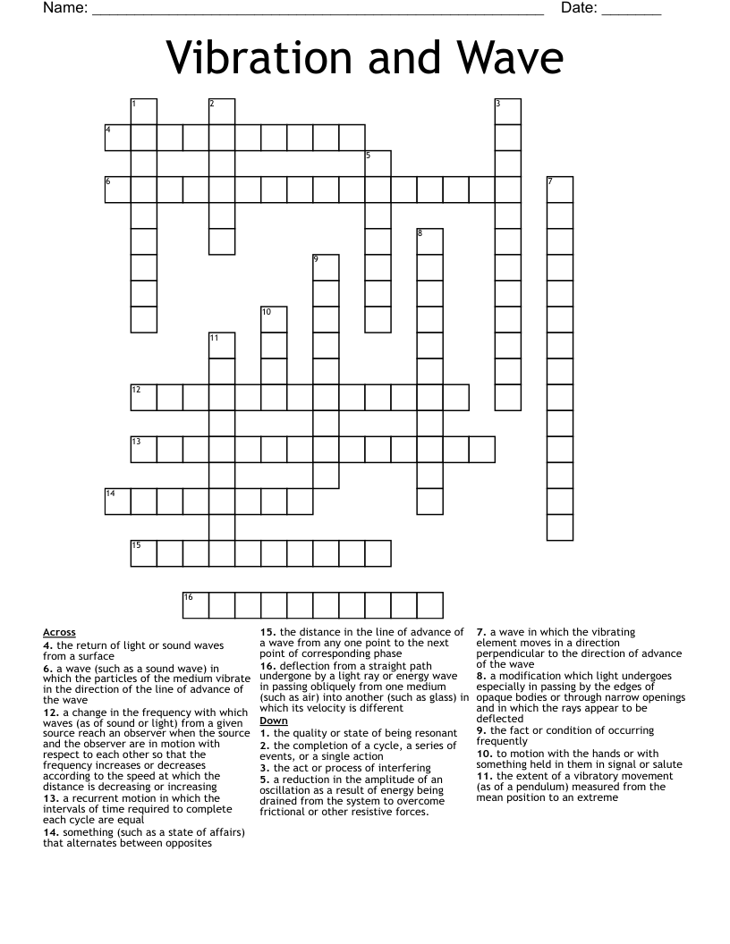 Vibration and Wave Crossword