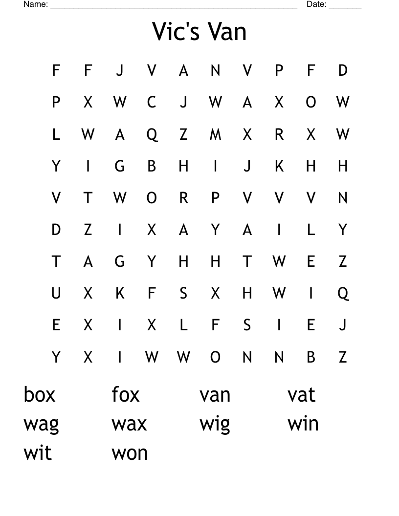 Vic's Van Word Search