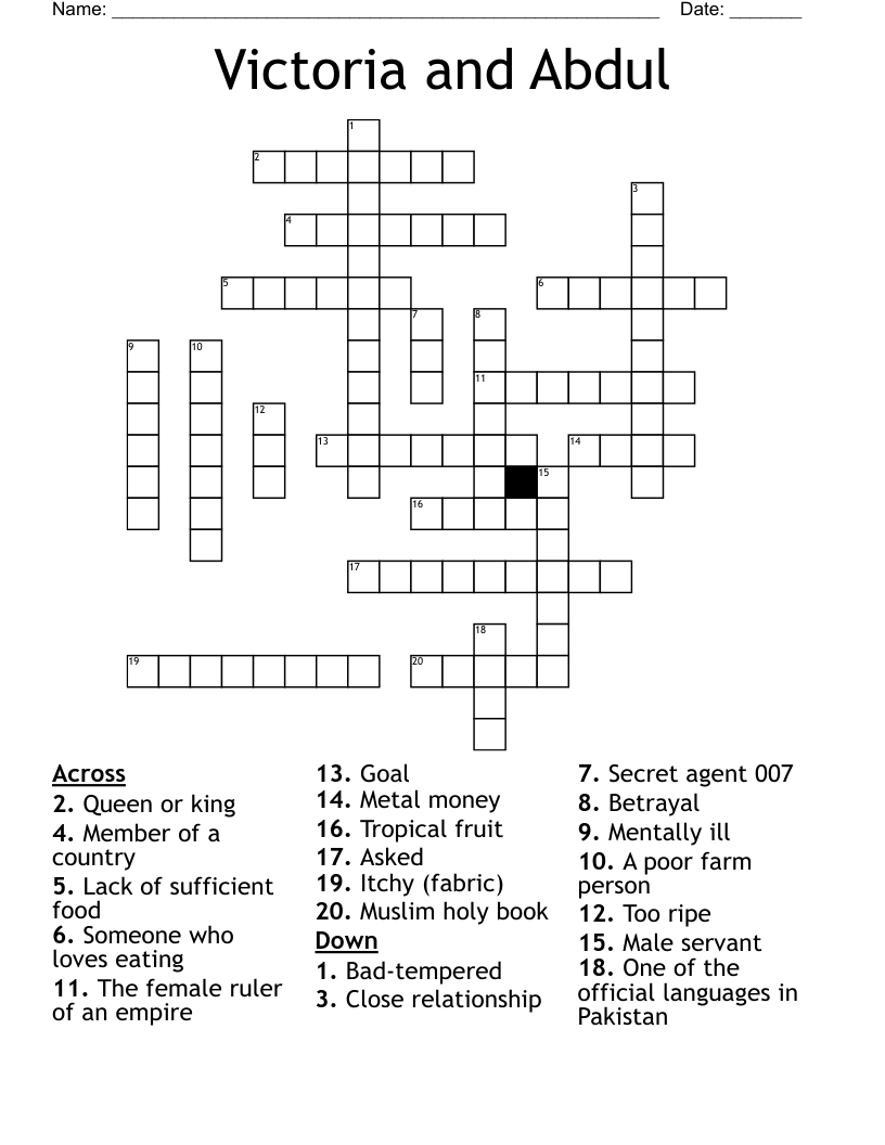 Victoria and Abdul Crossword
