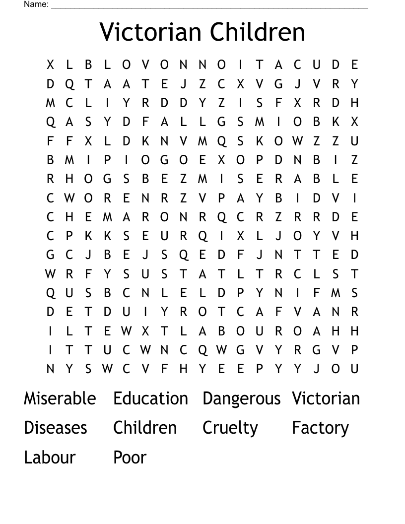 Victorian Children  Word Search