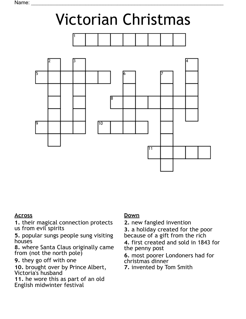 Victorian Christmas Crossword