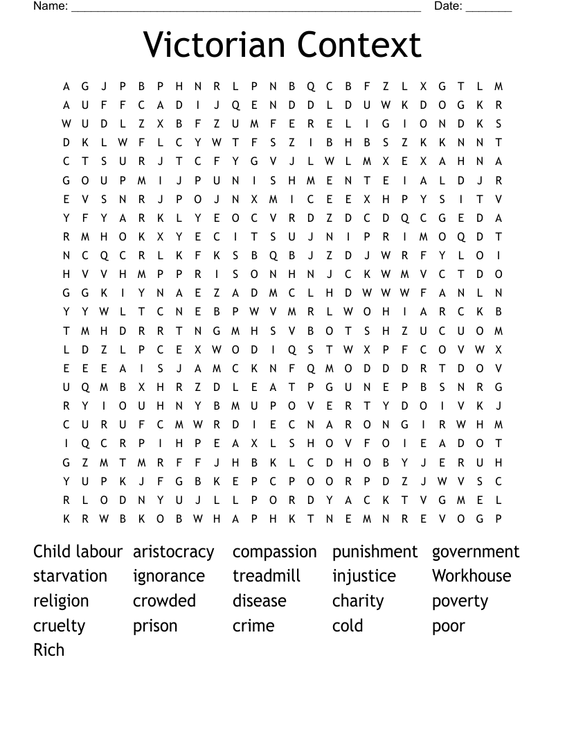 Victorian Context Word Search