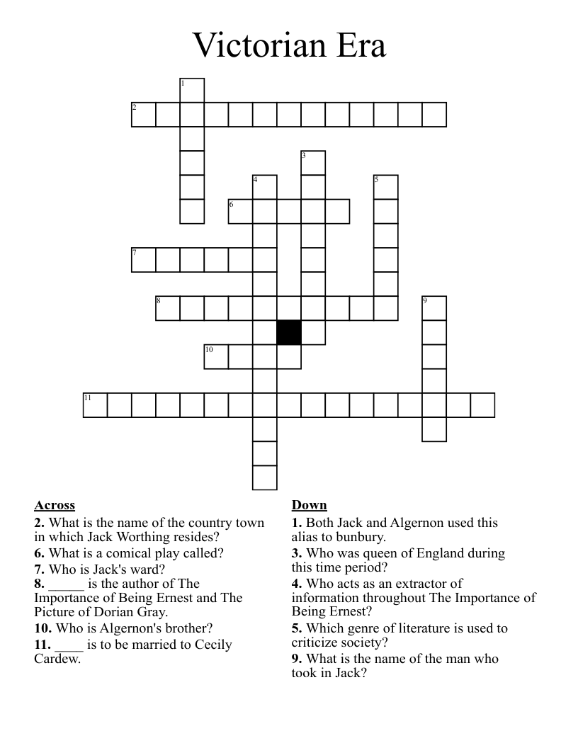 Victorian Era Crossword