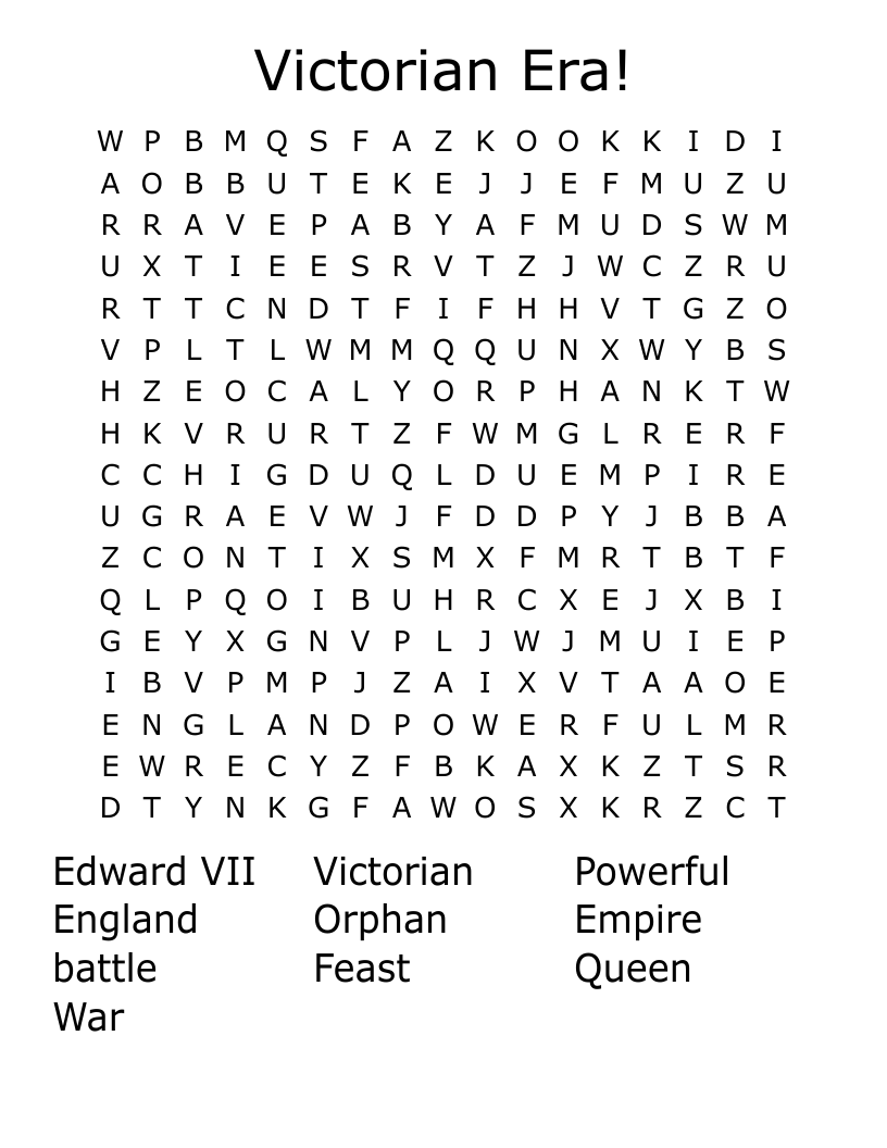 Victorian Era! Word Search