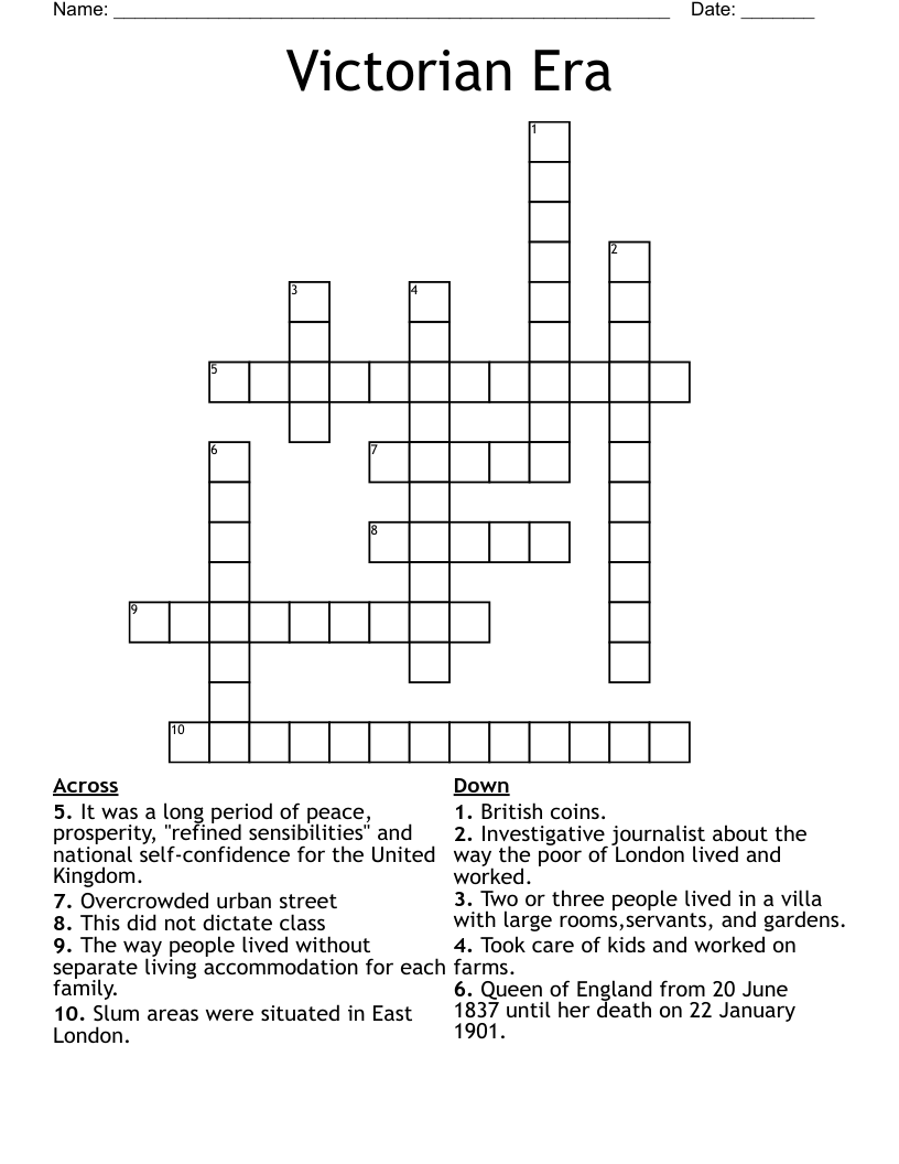 Victorian Era Crossword
