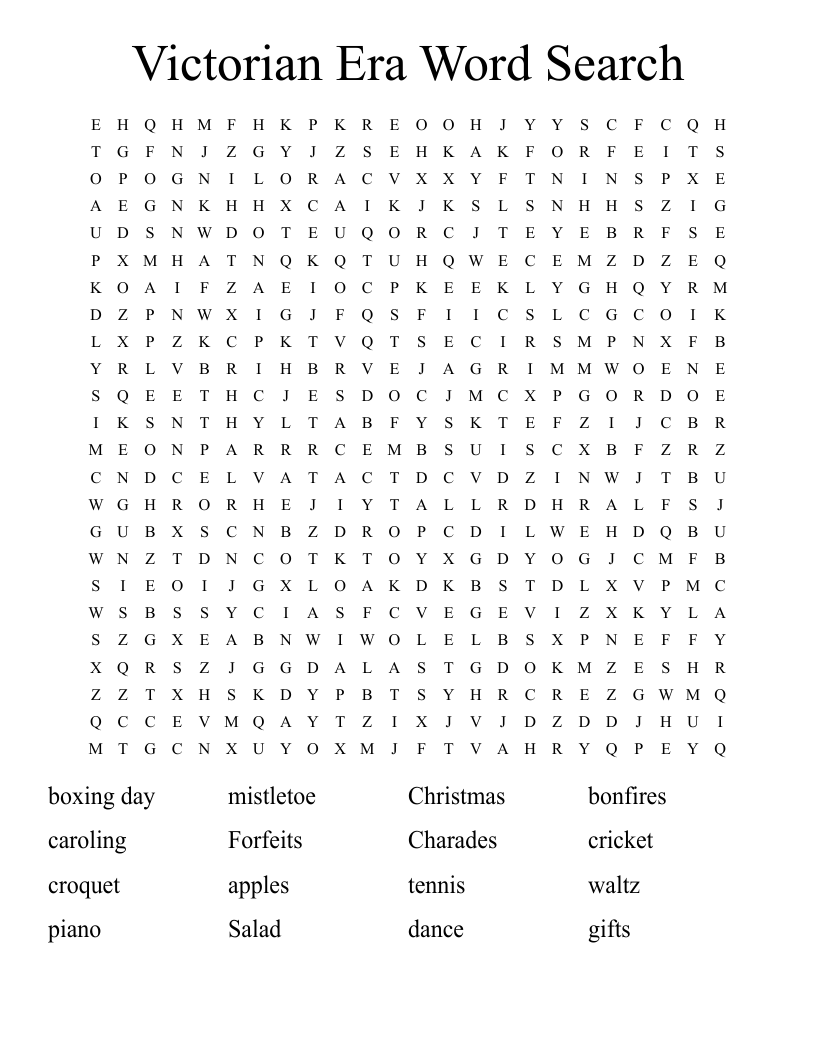 Victorian Era Word Search