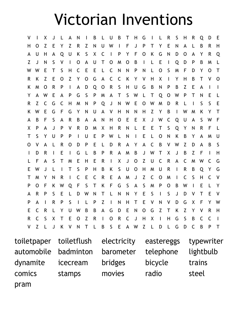 Victorian Inventions Word Search