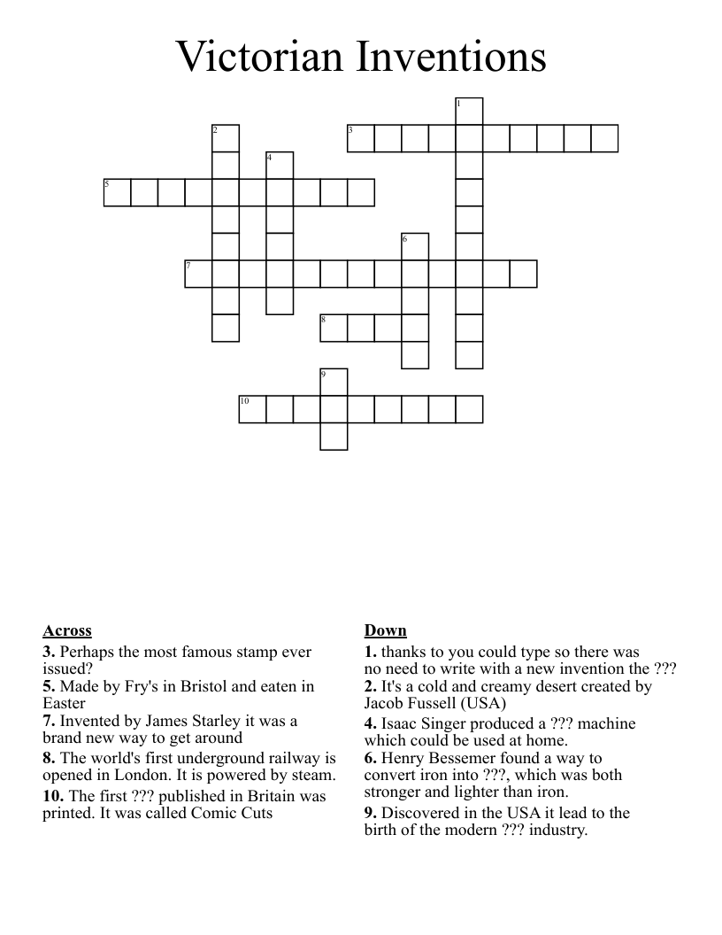 Victorian Inventions Crossword