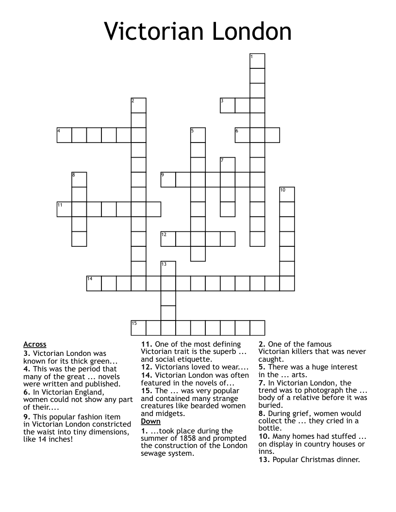 Victorian London Crossword