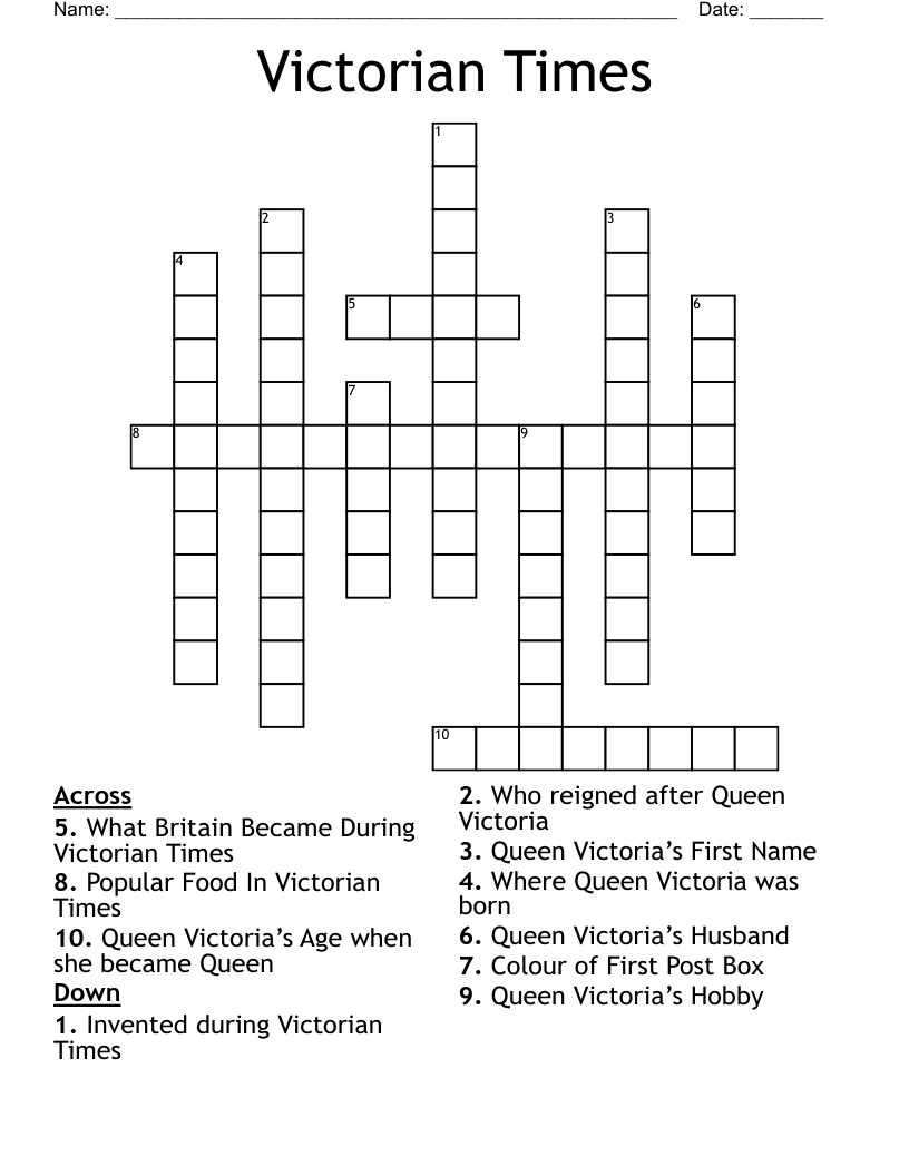 Victorian Times Crossword