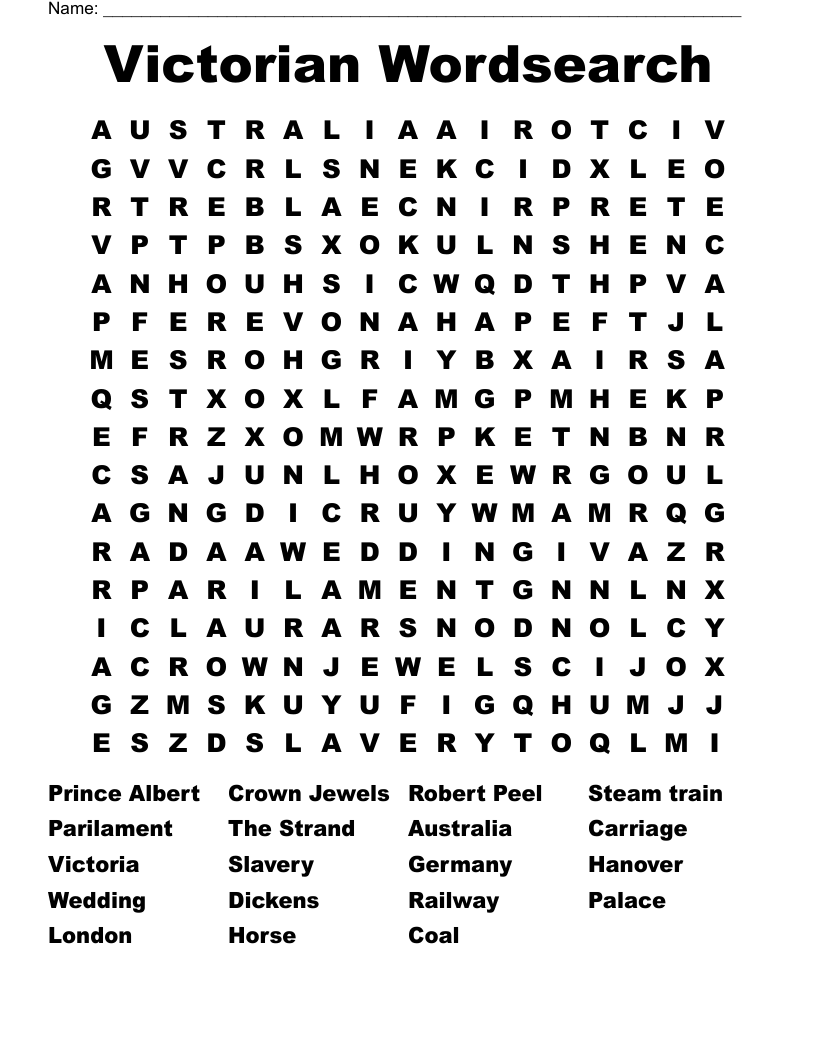 Victorian Wordsearch