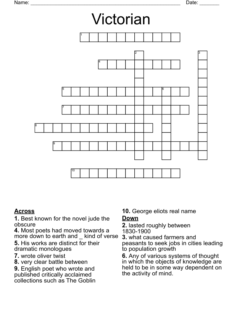 Victorian  Crossword