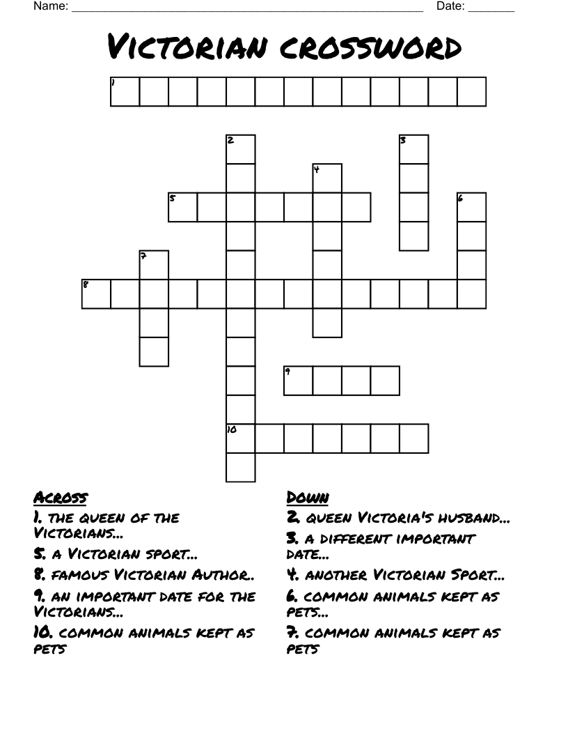 Victorian crossword 
