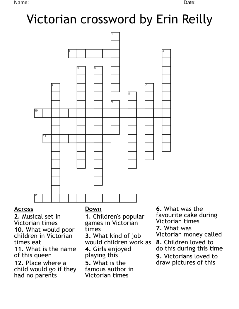 Victorian crossword by Erin Reilly 