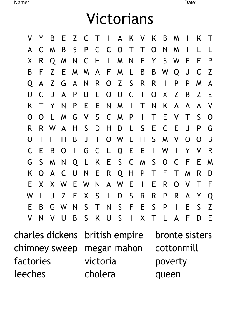 Victorians Word Search
