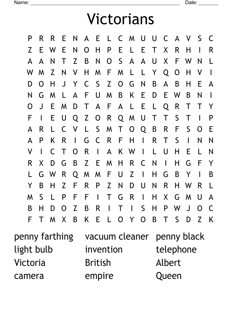 Victorians Word Search