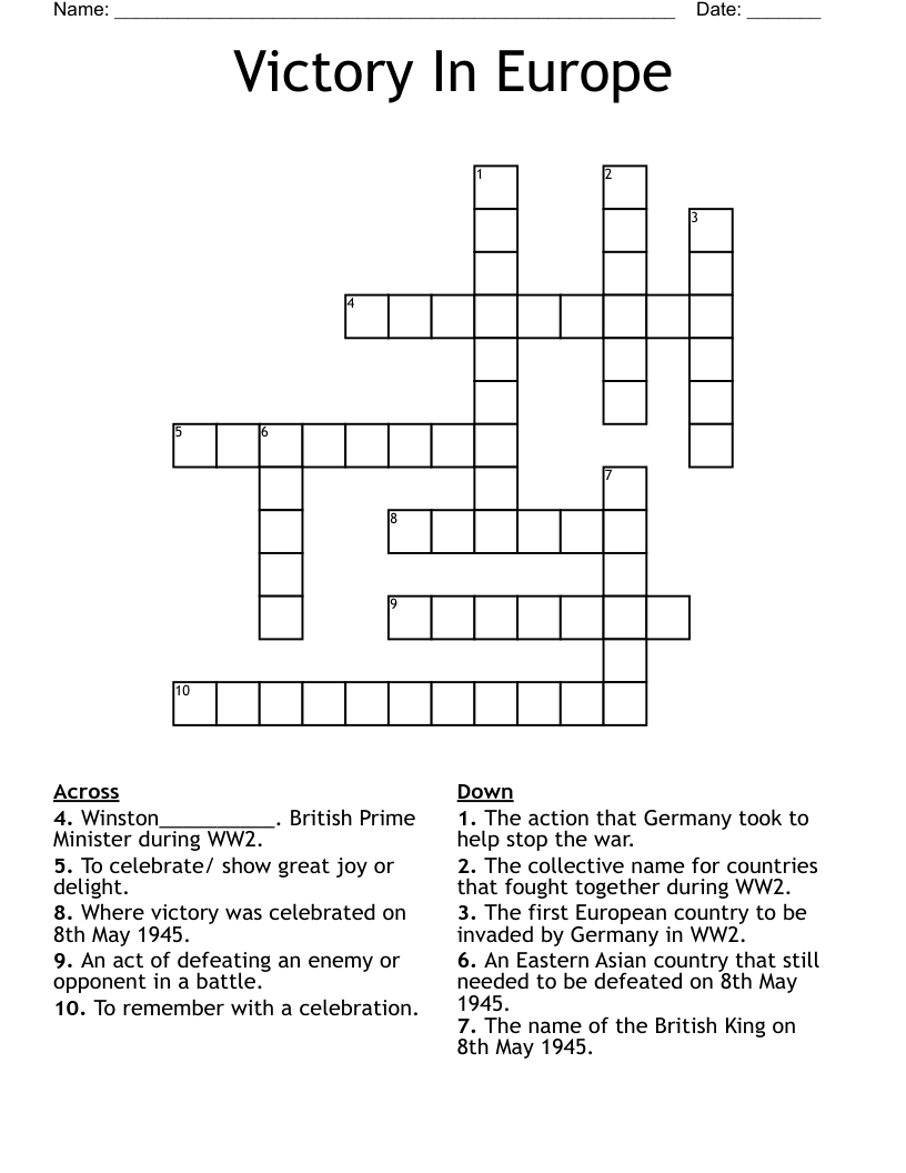 Victory In Europe Crossword