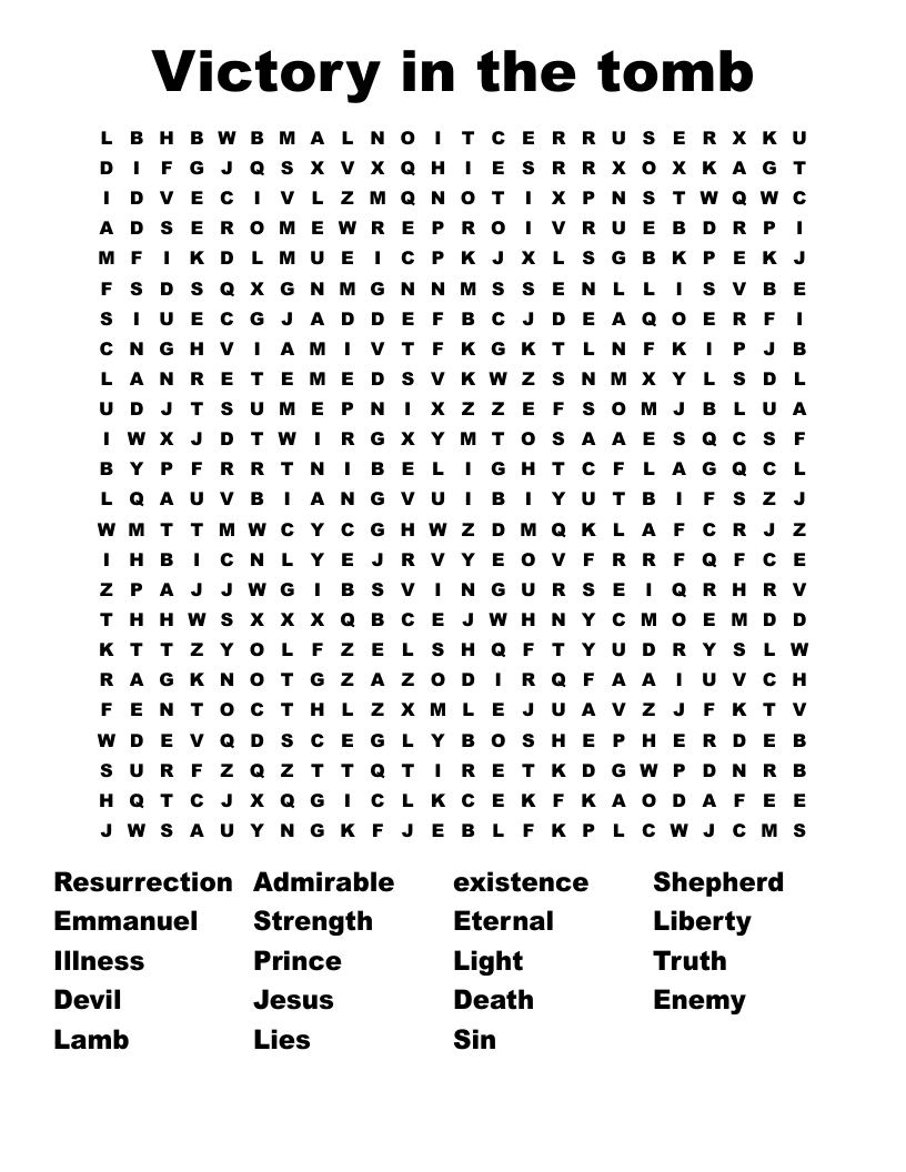 Victory in the tomb Word Search