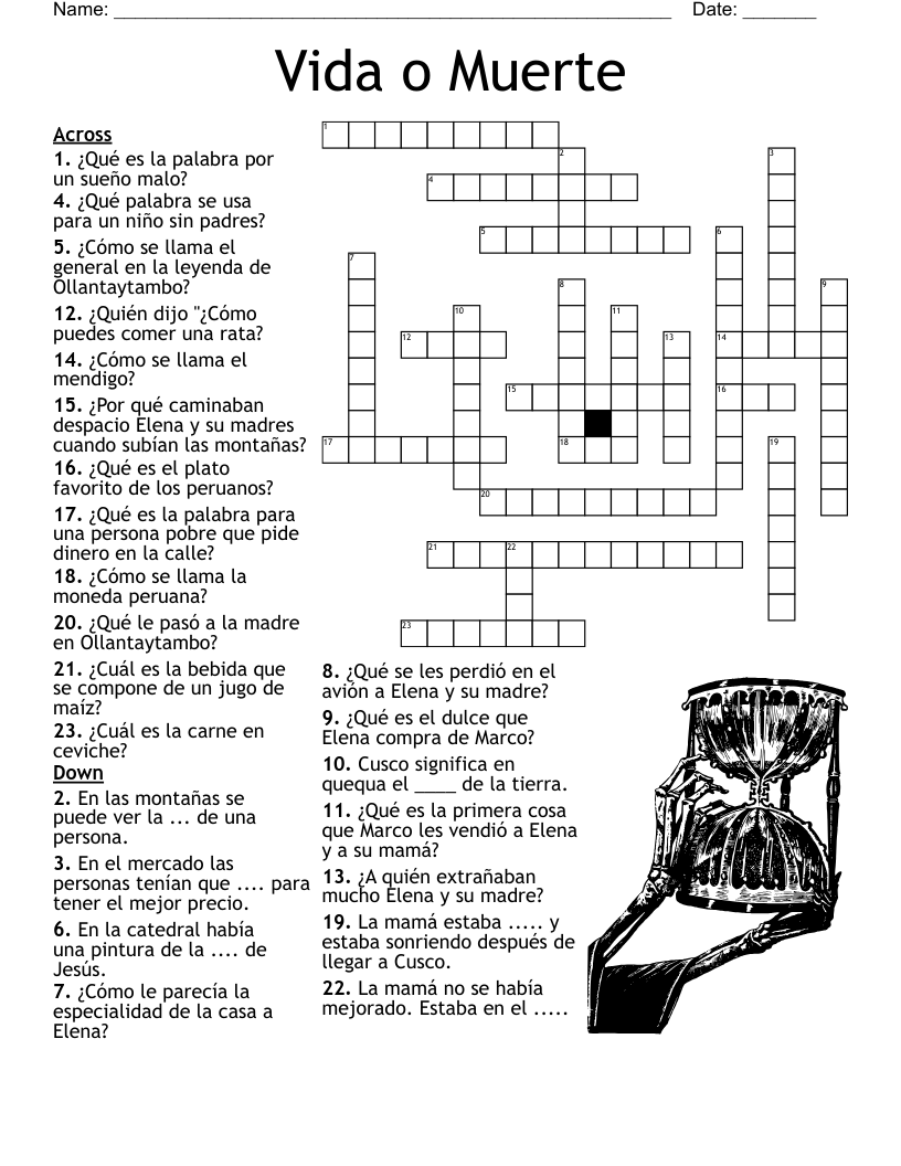 Vida o Muerte Crossword