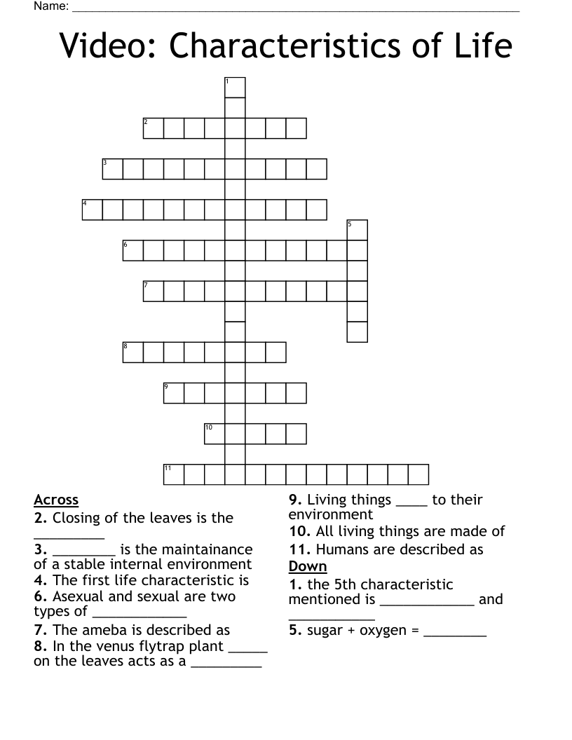 Video: Characteristics of Life Crossword