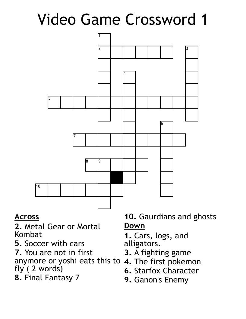 Video Game Crossword 1