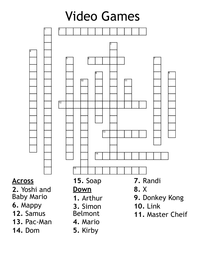 Video Games Crossword