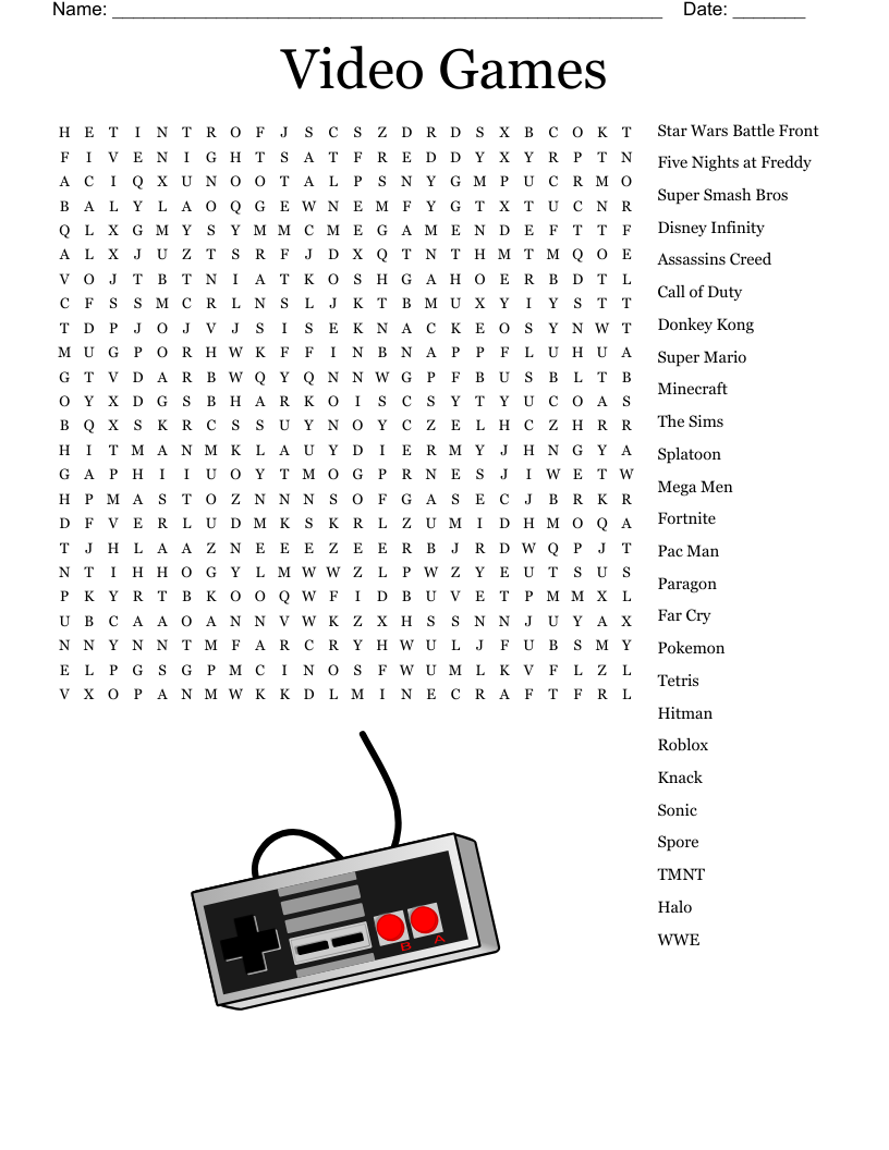 Video Games  Word Search