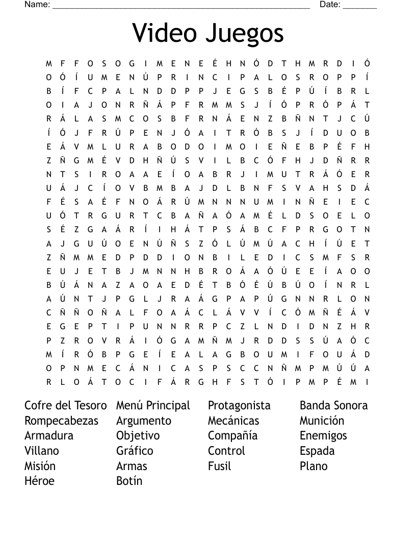 Video Juegos  Word Search