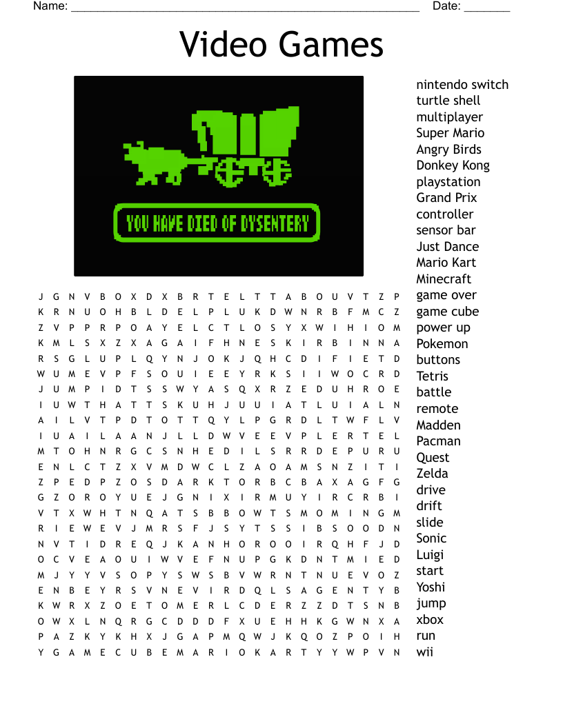 Video  Games Word Search