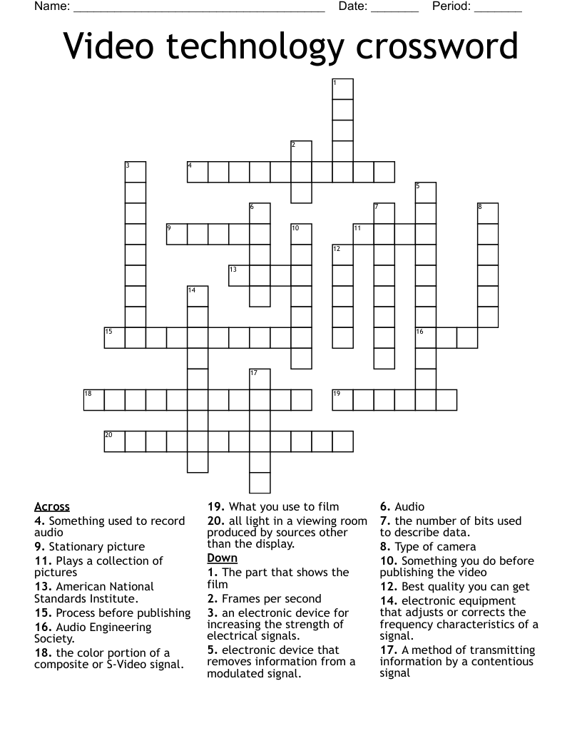 Video technology crossword