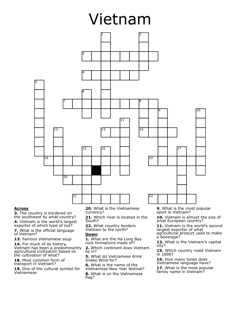 Vietnam Crossword
