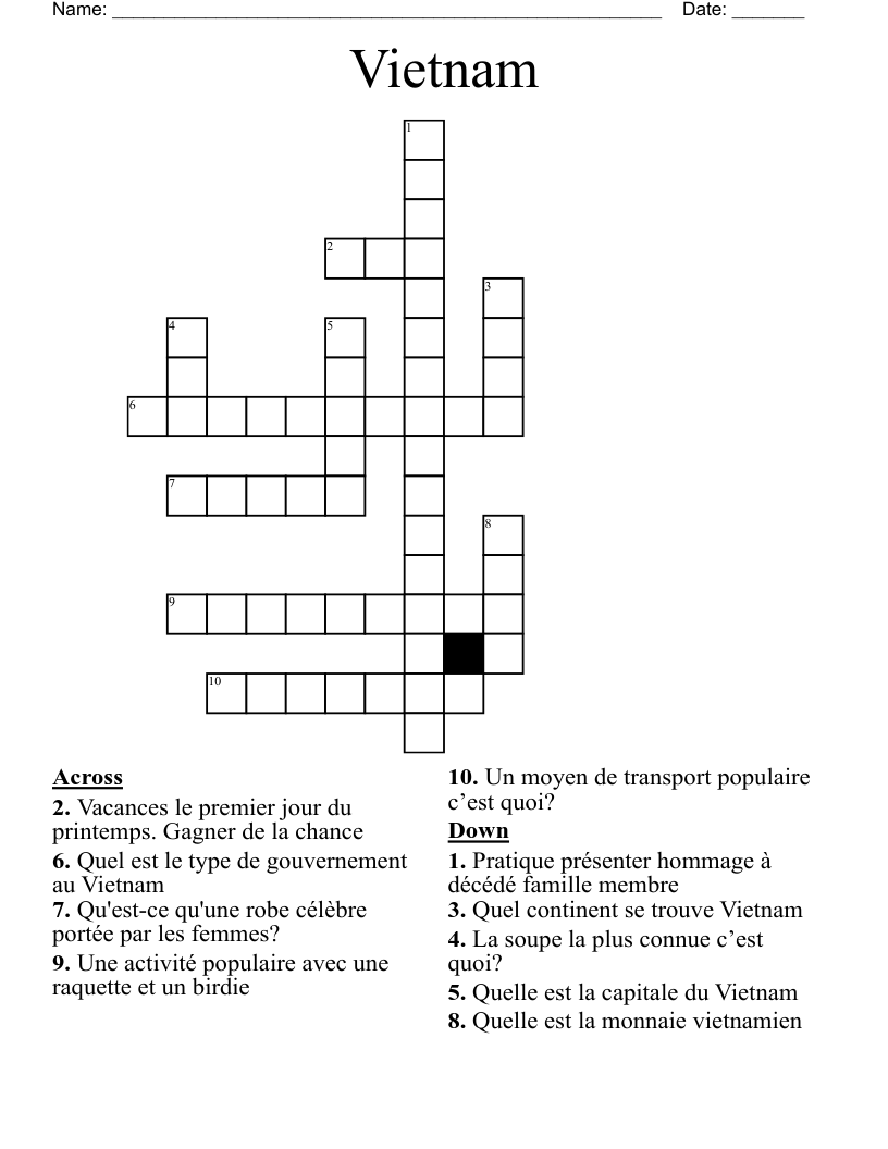 Vietnam Crossword